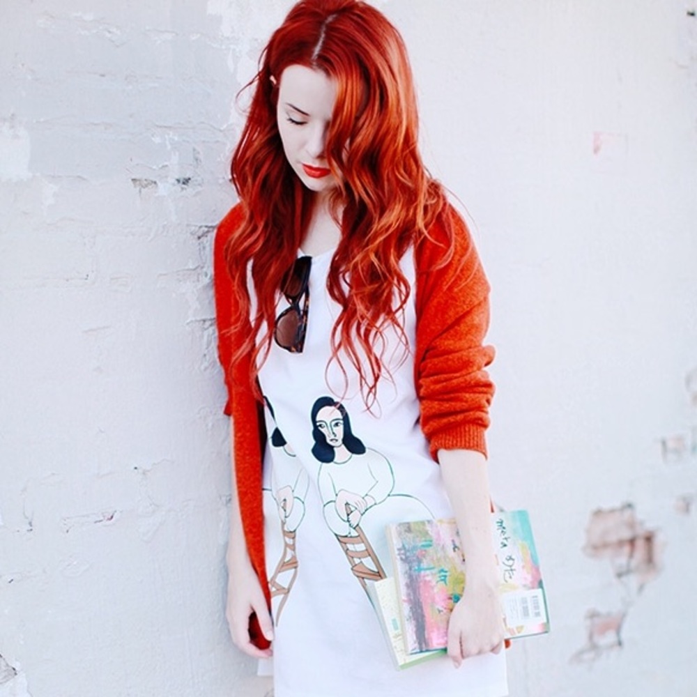 Retro Rag&Bone Red Knit Texture Cardigan - image 1